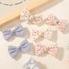 2pcs/set Cute Cotton Plaid Flower Prints Bow Hair Clips Baby Girls Summer Bowknot Hairgrips Barrettes Headwear Hair Accessories