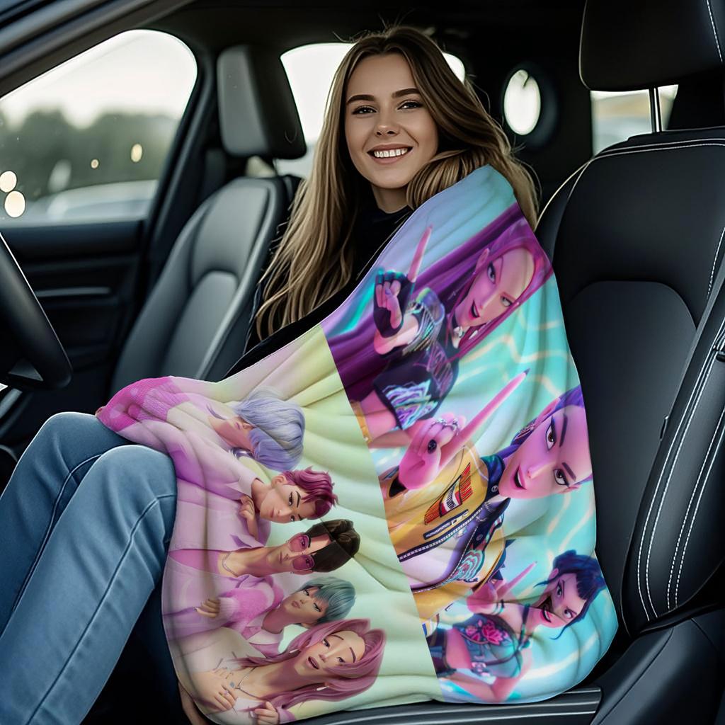 K Pop Demon Hunters Warmth Flannel Blanket Cover Soft Multifunctional Decorative Blanket Universal Blankets Holiday Gifts