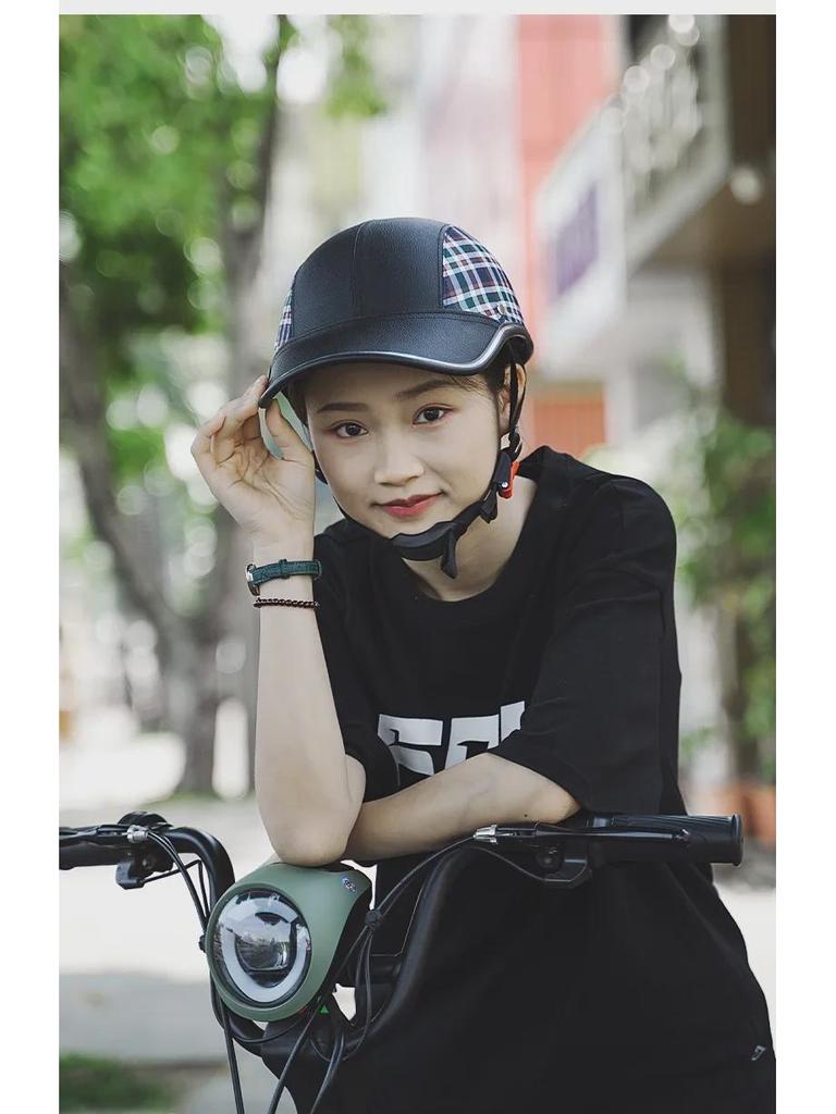 Breathable Retro Electric Car Riding Helmet Baseball Cap