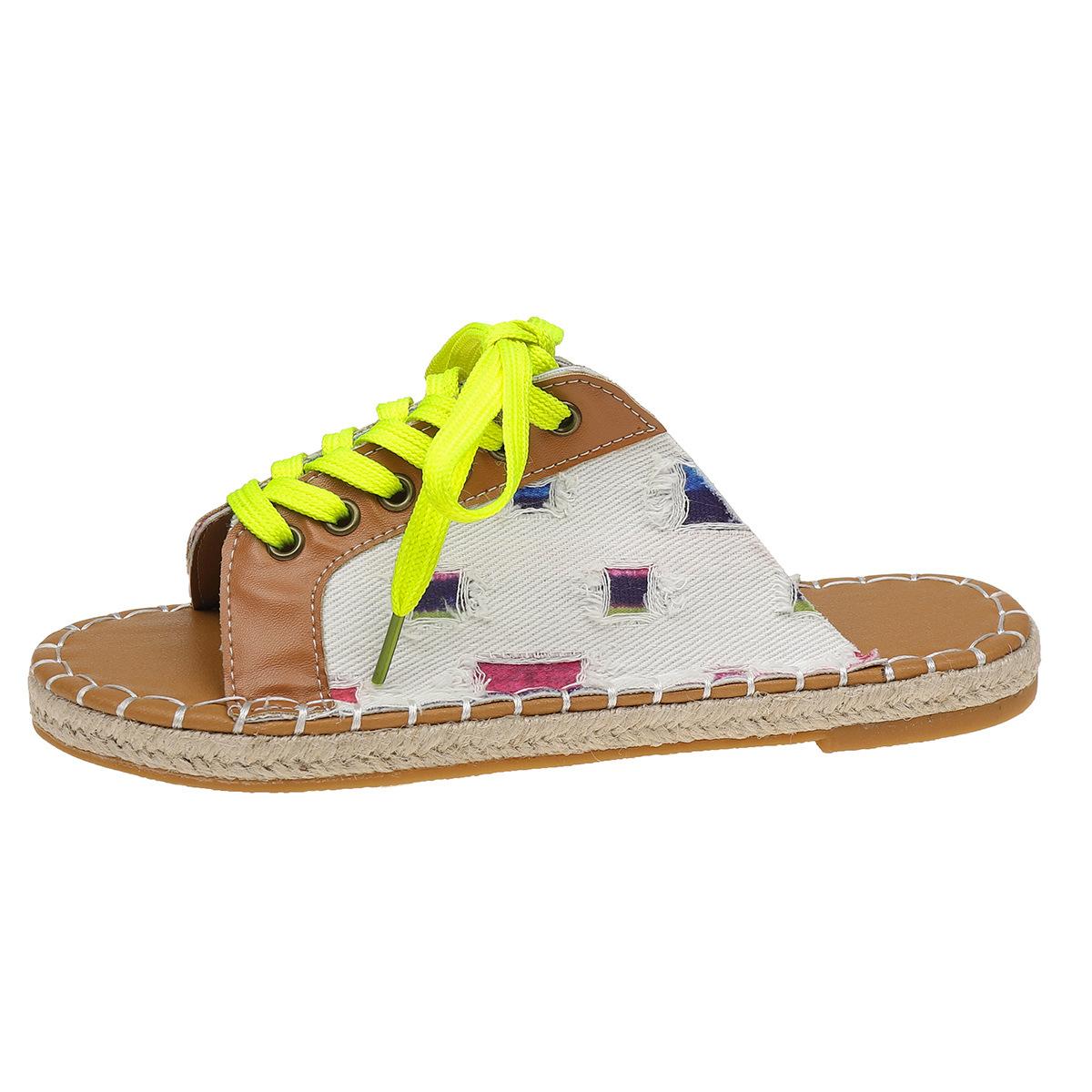 

Женские шлепанцы на шнуровке большого размера, новинка 2025 года, домашняя одежда, европейская и американская мода и высокоценные сандалии для работы 43