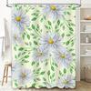Hand-painted Flower Shower Curtain Set Modern Home Decor Item for Bathroom Decoration Blue Flowers Design On White Background Wi