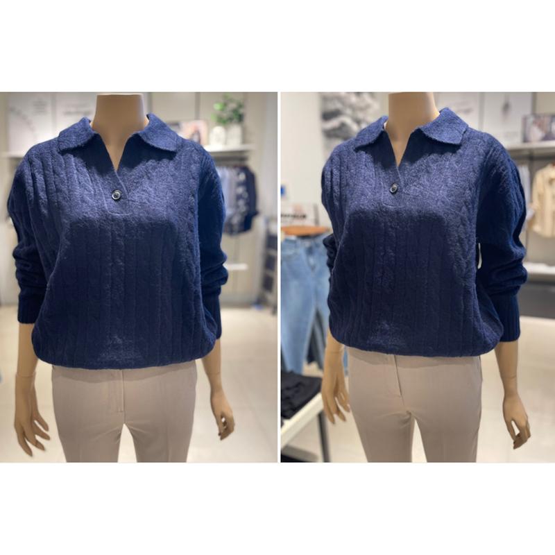 New Fashion Women Autumn Pullover Sweater Long Sleeve Turn Down Collar Winter Knitwears Jumpers Loose Knitted Sweaters for Women Elegant Tops 25311