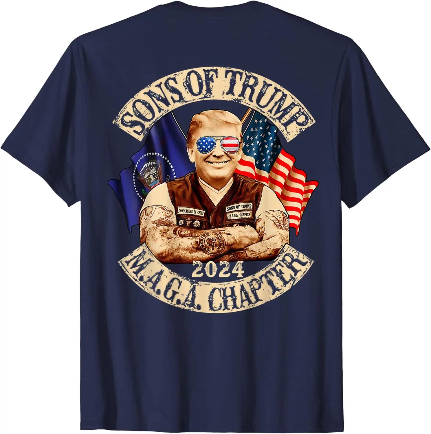 Футболка Sons of Trump Maga Chapter 2024. Хлопковая мужская футболка премиум-класса с коротким рукавом и круглым вырезом, новинка S-3XL S армия зеленый