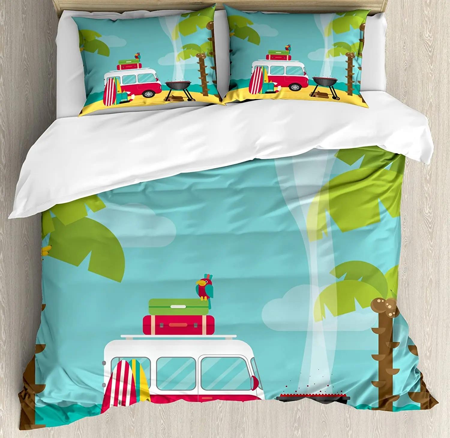 

Holiday surf duvet covers, pillowcases, sports travel themed bedding sets, home bedroom décor, gifts for boys and girls 135x200cm