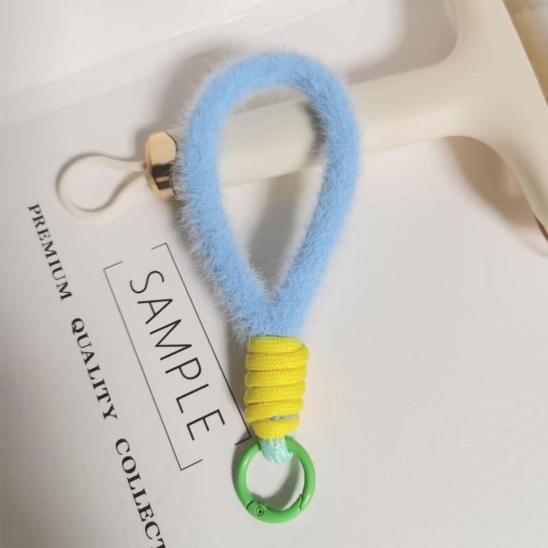 Colorful Plush Phone Wrist Strap Keychain - Anti-Lost Fashion Charm