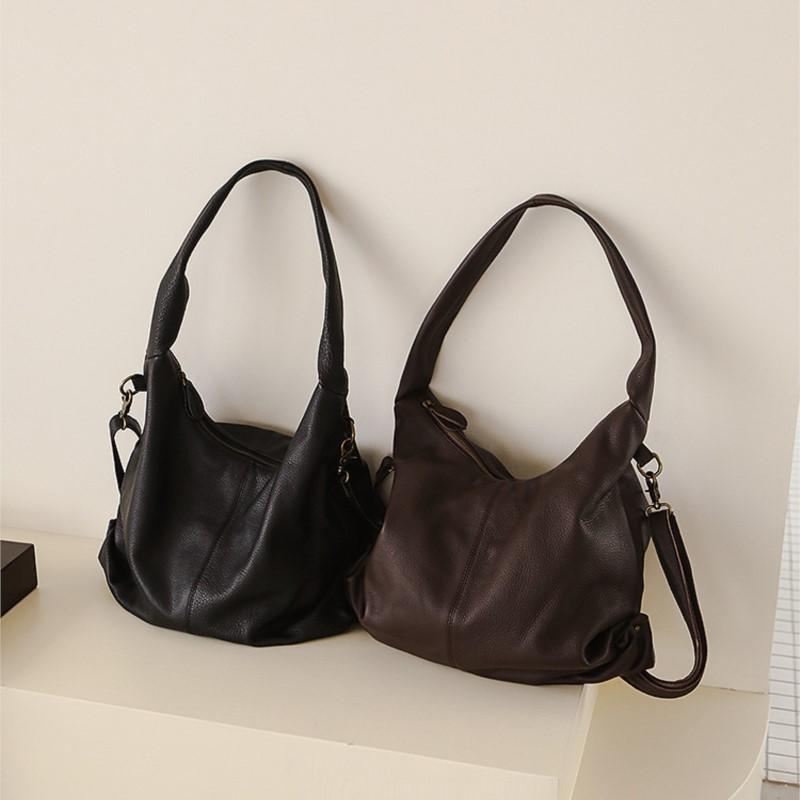 Johnature Borsa da Donna in Vera Pelle Versatile Borsa a Spalla in Morbida Pelle Bovina Grande Capacità Borsa Tote da Pendolare