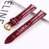 Red Bamboo Joint Pattern Genuine Leather Watch Strap, Unisex