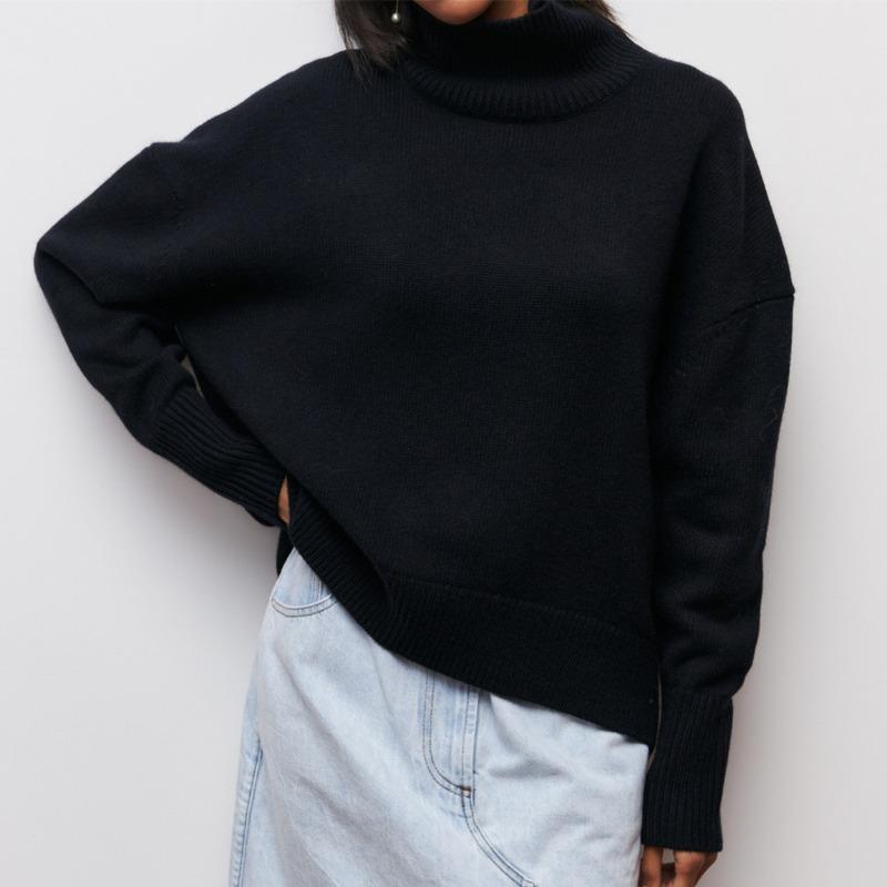 Women's new long-threaded sweater loose turtleneck autumn and winter knitted sweater
