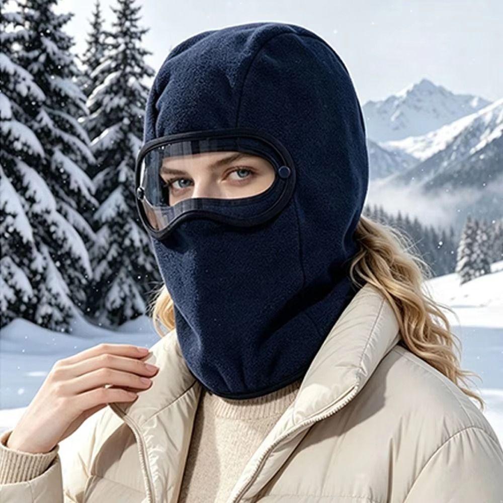 Windproof Winter Cycling Goggles Hood Thickened Pullover Cap Soft Mask Hood Beanies Female
