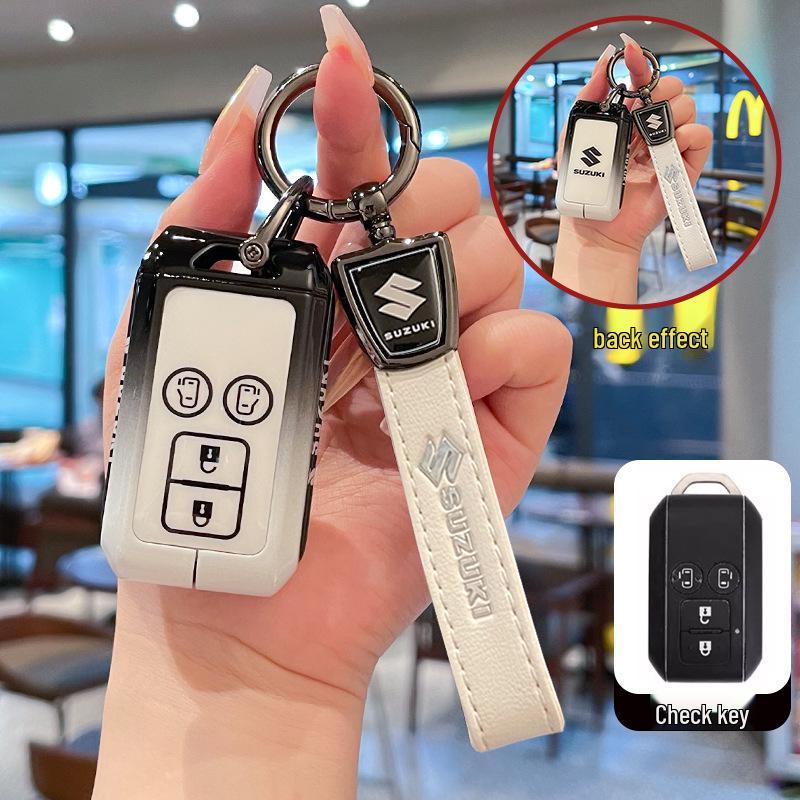 Metal Leather Keychain Shell for Suzuki Hustler, XL7, Solio, Mini Cars