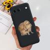 Black Matte Silicone Back Cover For Google Pixel 8A Painting Case Cartoon Lovely Cat Butterfly Flower Bumper Google 8A Soft Etui