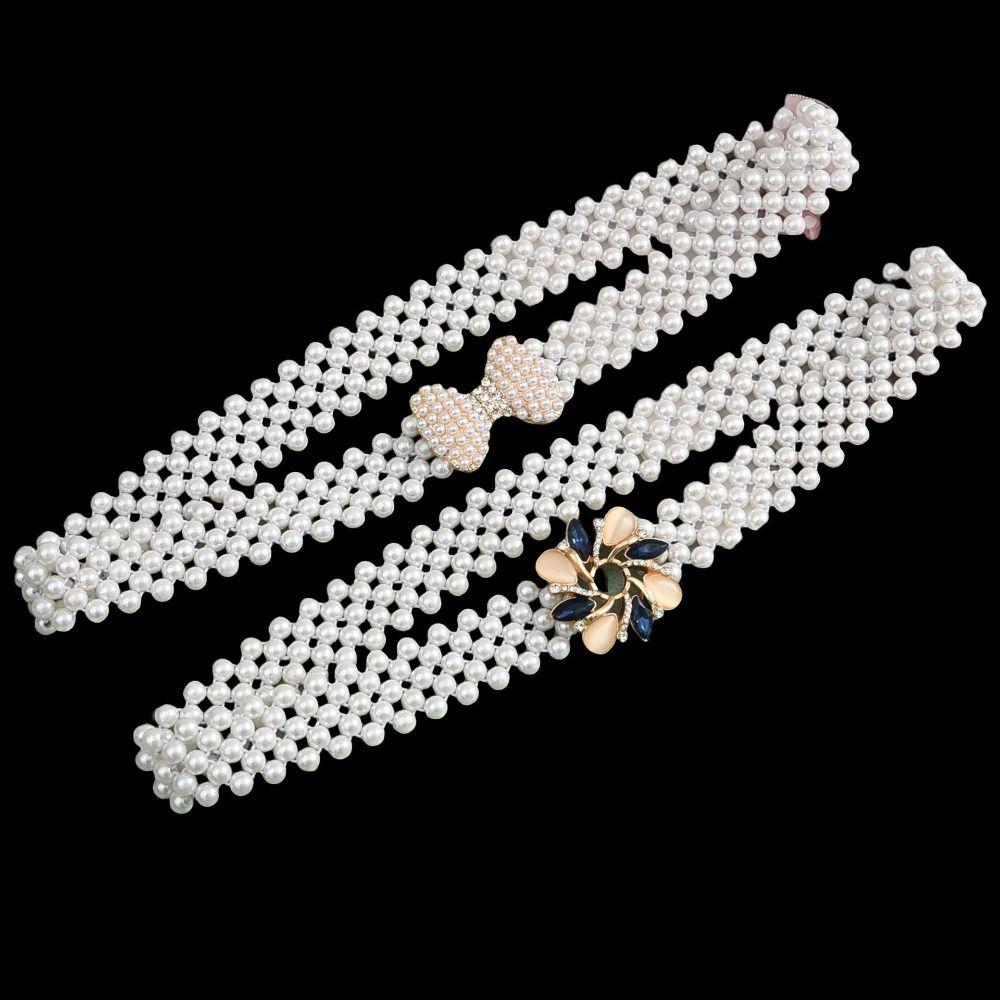Široký elastický pas Bling dámský pásek Sweet Pearl pasový pásek sukně dekorativní