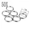 50PCS 15mm Connectors Clasps Split Key Ring Loop Hoop KeyChain Stainless Steel