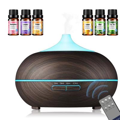 Diffuseur d'Aromathérapie Ultrasonique avec 6 Huiles Essentielles, Télécommande, Arrêt Automatique et LED 7 Couleurs Humidificateur à Brume Froide pour La