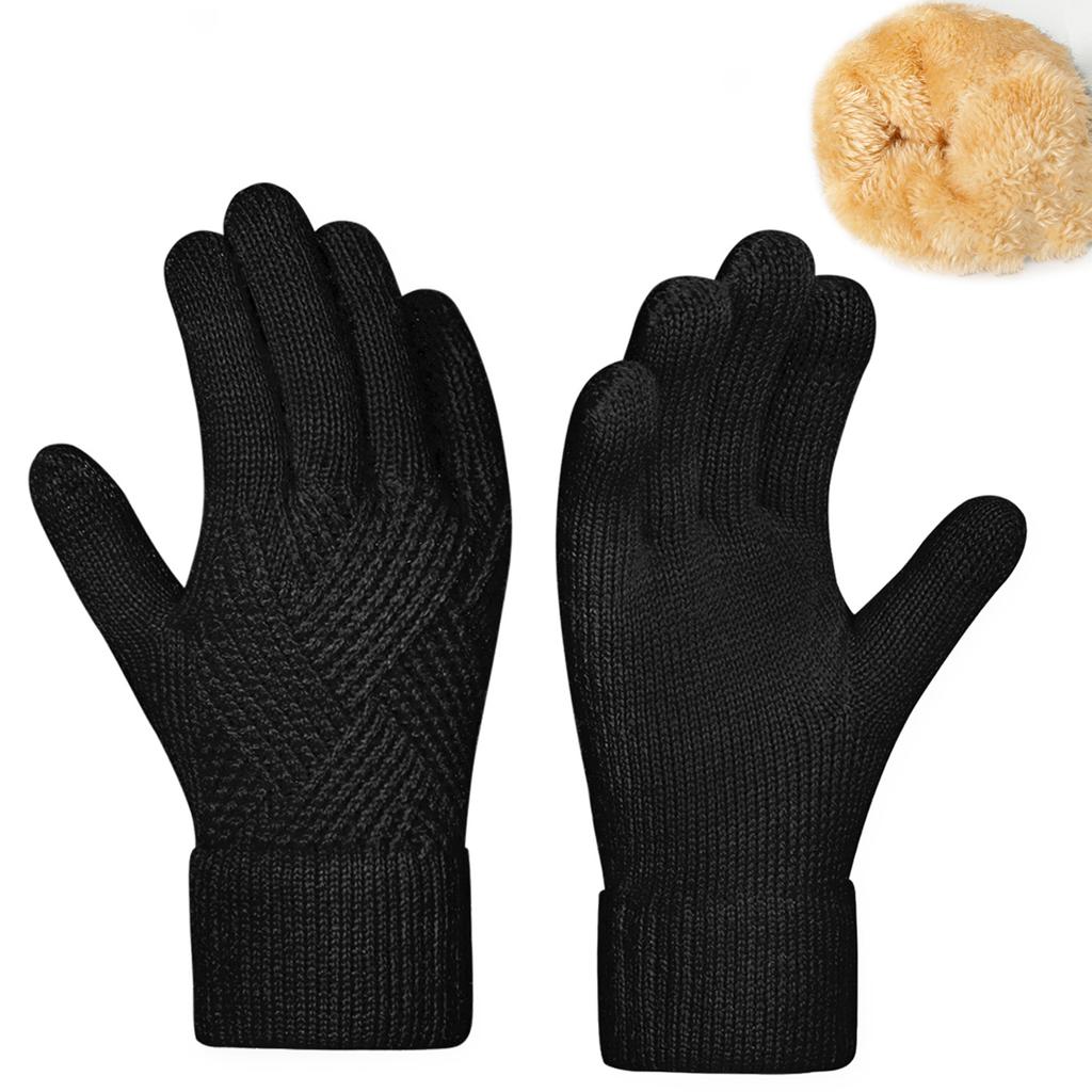 Ladies' Warm Knitted Gloves, Cycling Cold Resistant Double Layer Gloves