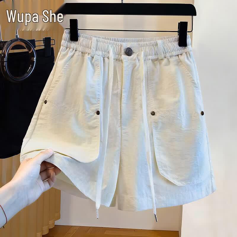 Women s Elastic Waist Drawstring Cargo Shorts 2XL