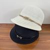 Belt Buckle Decoration Fisherman Hat Women's New Water Bucket Hat Cotton Linen Knitted Summer Fisherman Hat