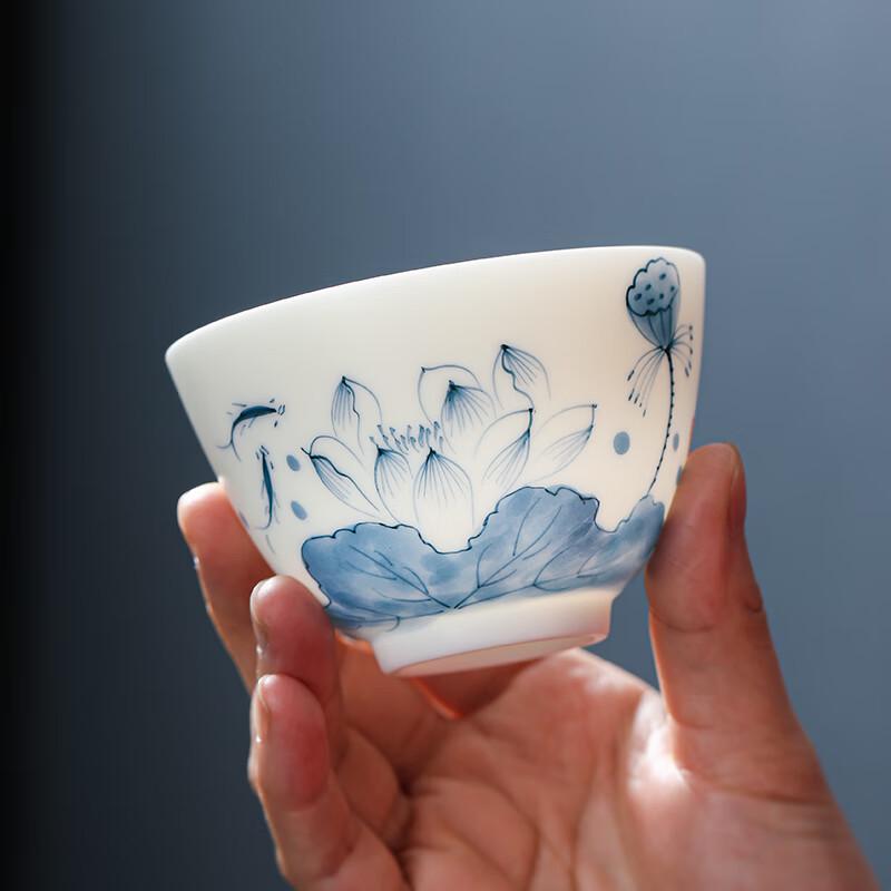 MULTIPOTENT Hand-Painted Porcelain Lotus Tea Cup Gift Set