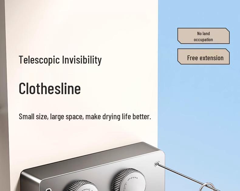 Retractable Invisible Indoor Clothesline - No-Punch Bathroom or Balcony Steel Wire Drying Rack