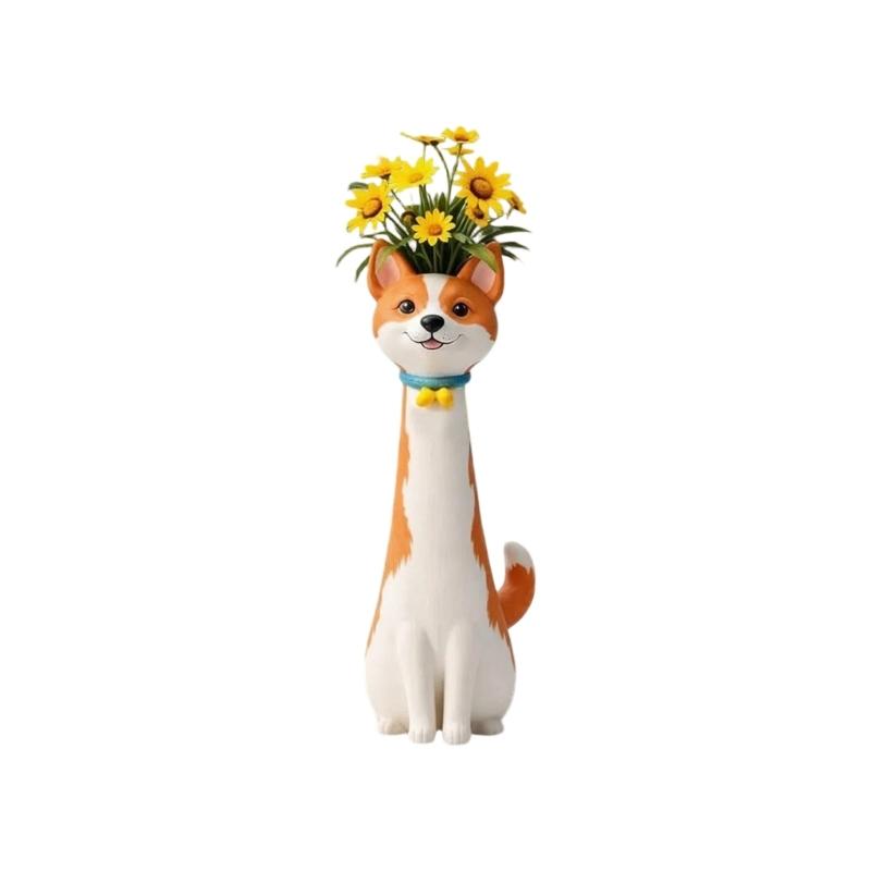 Wacky Dog Vases Funny Flower Vases,Decorative Vases Resin Puppy Sculpture Ornament for Home Decors Housewarmings Gift