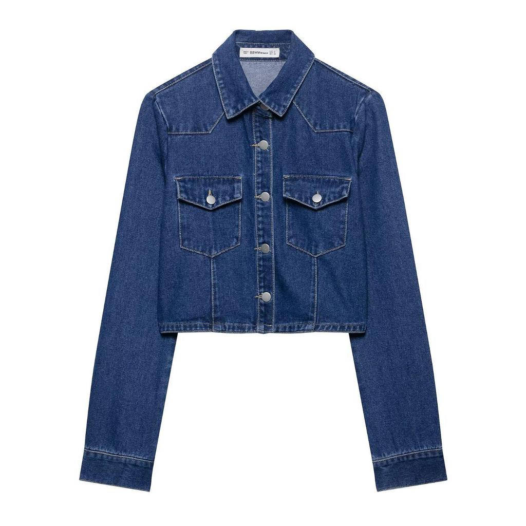 Spring 2025 European & American Women's Short Denim Jacket and Pants Set.