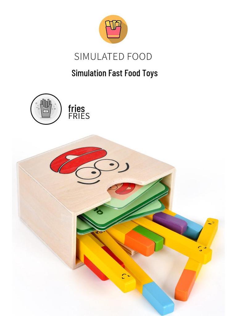 Wooden Play Food Set: Burger, Fries, Sandwich Toy for Pretend Kitchen Fun