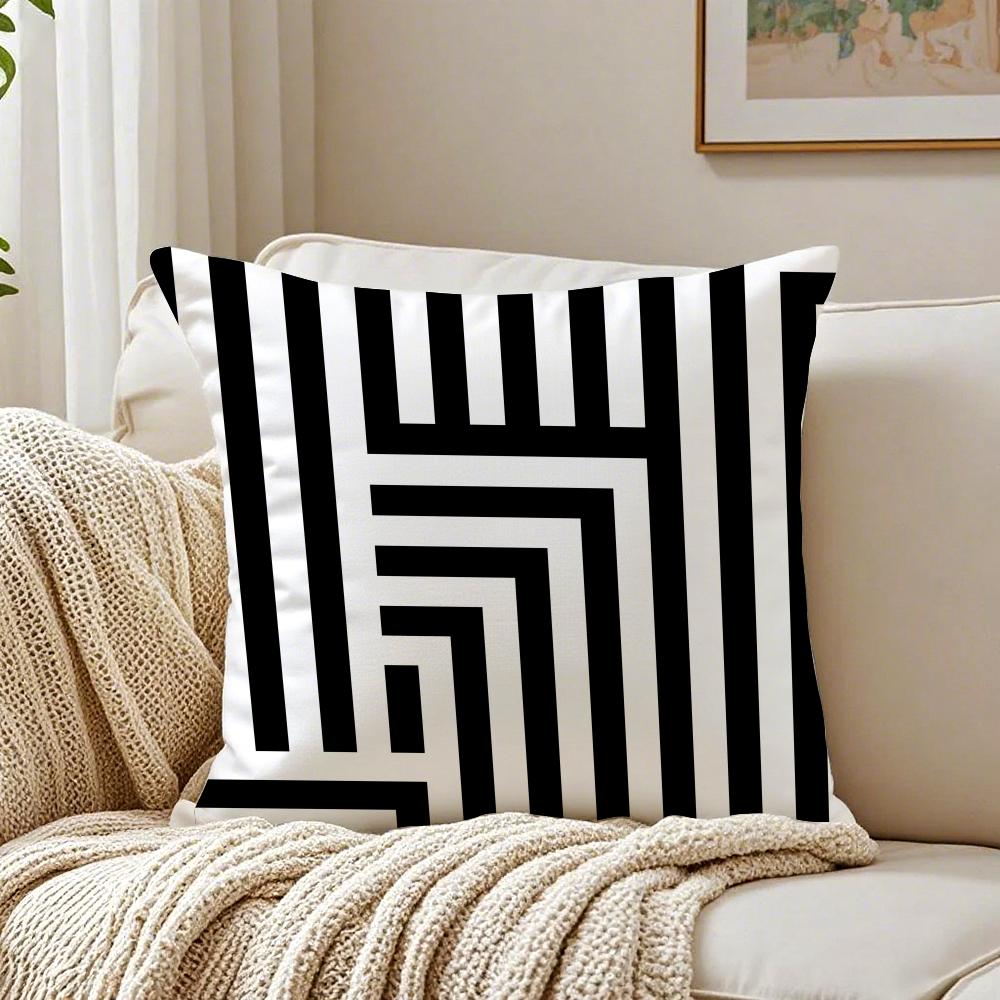 Minimalist Black and White Geometric Lines Cushion Cover Pillowcase Antidustmite Living Room Sofa Decor Cushion Room