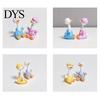 Small Animal Decoration 4Pcs Mini Cartoon Duck Figurines, Cute Polka-dot Pajamas Statues, Multi-functional Car Accessory Macaron Ornaments for Console