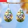 2 Pairs/Set Colorful Lily Flower Cross Pattern PU Leather Earrings Easter Earrings Women's Elegant Fashion Tears Earrings Holiday Party Gift