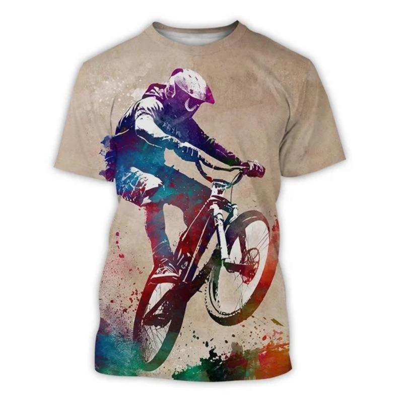 3D Printed Bicycle Cycling T-shirt Men's Plus Size Short-sleeved T Shirt Fashion Casual Round Neck Tees Harajuku Sports Tops
