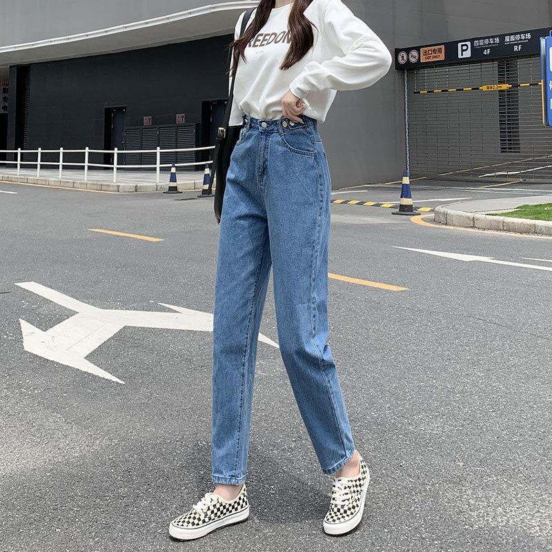 Jeans Women's Pants Spring and Autumn New High-waisted and Thin Radish Small Retro Dad Harlan Pants
