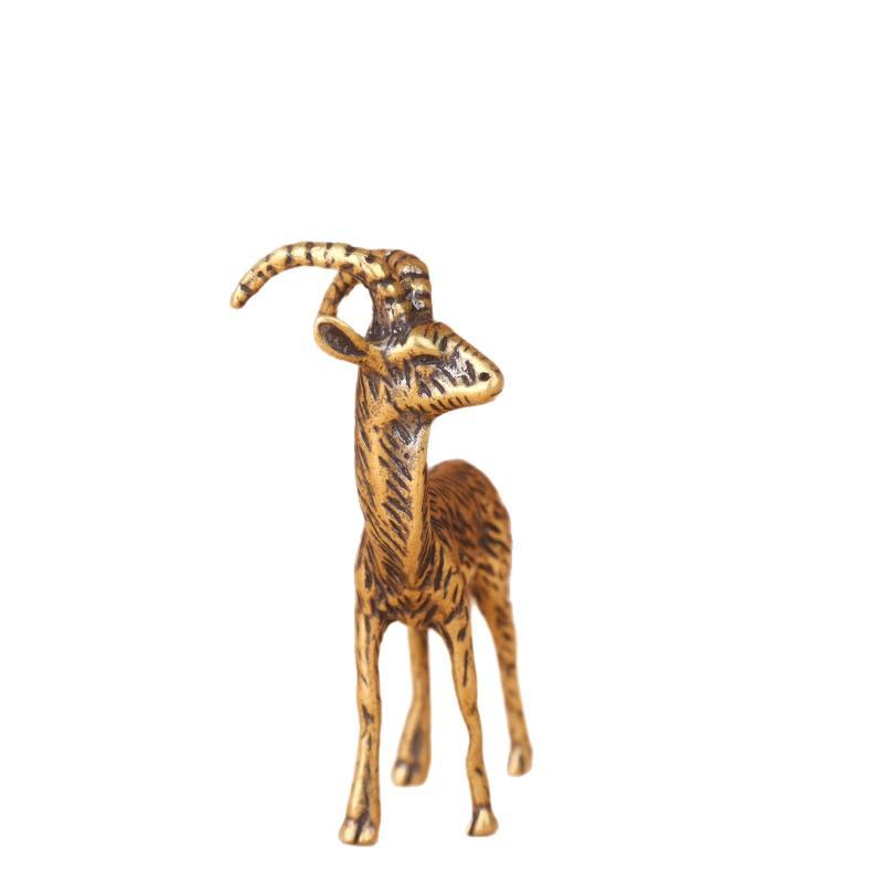 Hand Polished Brass Chinese Zodiac Goat Sculpture Mini Animal Statue Desktop Ornament for Office Desk Home Room Decor
