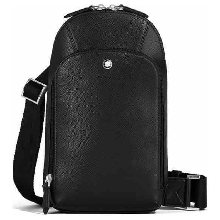 

Montblanc Artisan Series Hexagonal Five-Star Logo Zipper Closure Shoulder Crossbody Bag Leather Chest Bag Women Bags Black 199368 Basic Set (Bag+Dust Bag)