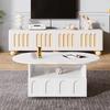 Coffee Table with Drawer Storage Compartments 2-Tiers Rounded Corner Smooth Surface Easy Assembly Cloud Shaped Coffee Table Home