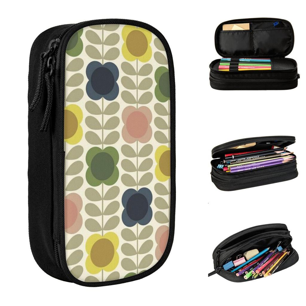 Orla Kiely Floral Retro Flower Pencil Cases Lovely Pen Holder Bags for Student Large Storage Students School Gift Pencil Box