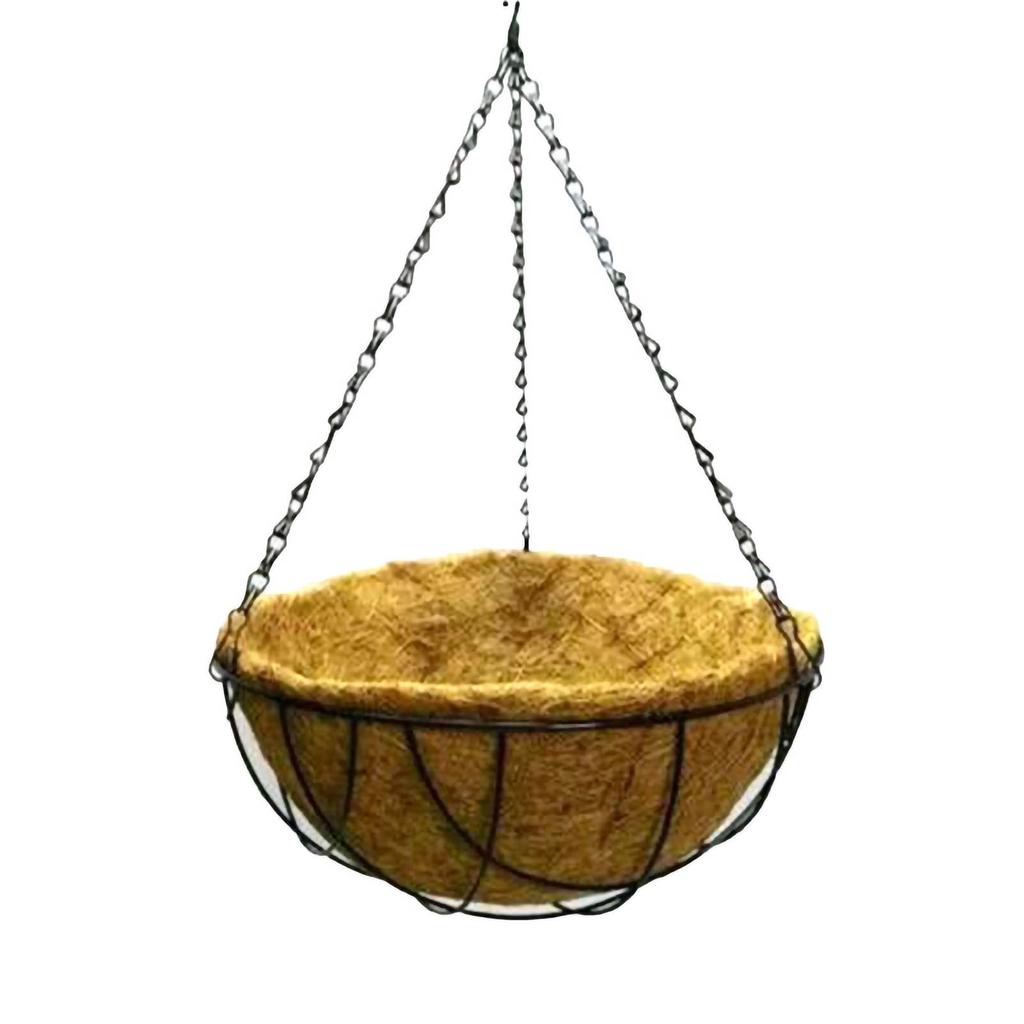 Hanging Basket Flower Pot Half Round Wire Plant Holder with Chain for Porch Garden Balcony