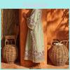 Abito Lungo Bohemian Stampato in Cotone e Lino con Tasche per Uso Casual Estivo