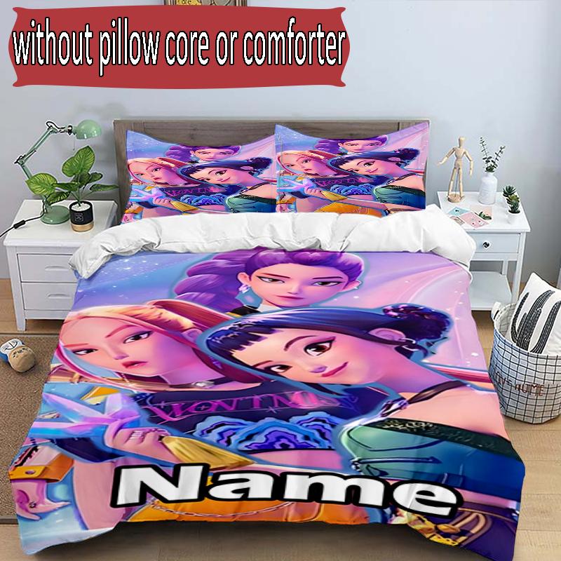Set copripiumino 3 pezzi (1*Copripiumino + 2*Federe, Senza Nucleo), Set Biancheria da Letto Personalizzato con Nome KPop Cacciatori di Demoni, Decorazione Camera da Letto Casa Regalo