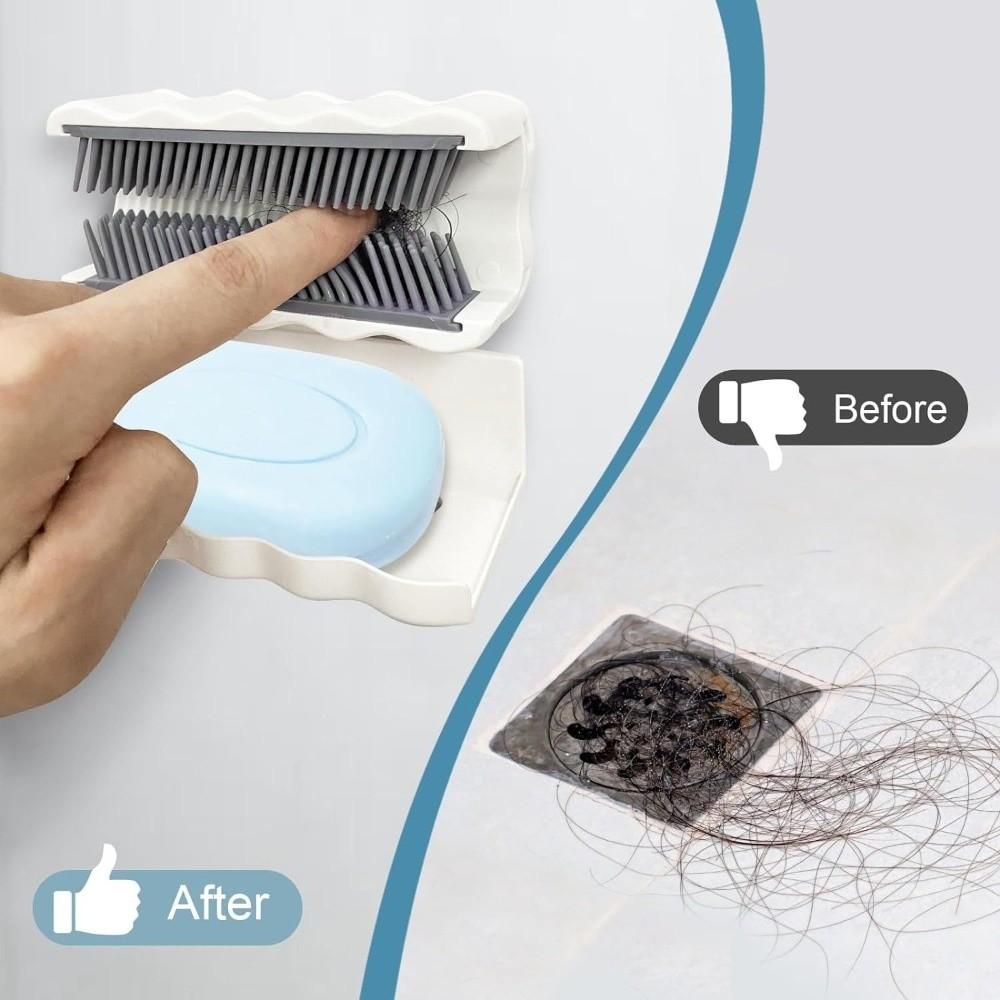 2in1 Bathroom Hair Catcher with Soap Holder Bathtub Hair Stopper Shower Hair Collector  For Home