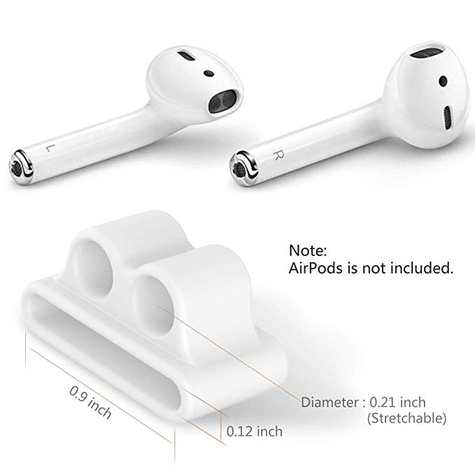 

Rubberized Silicone Watch Band Organizer for Apple AirPods Wireless Earphones White