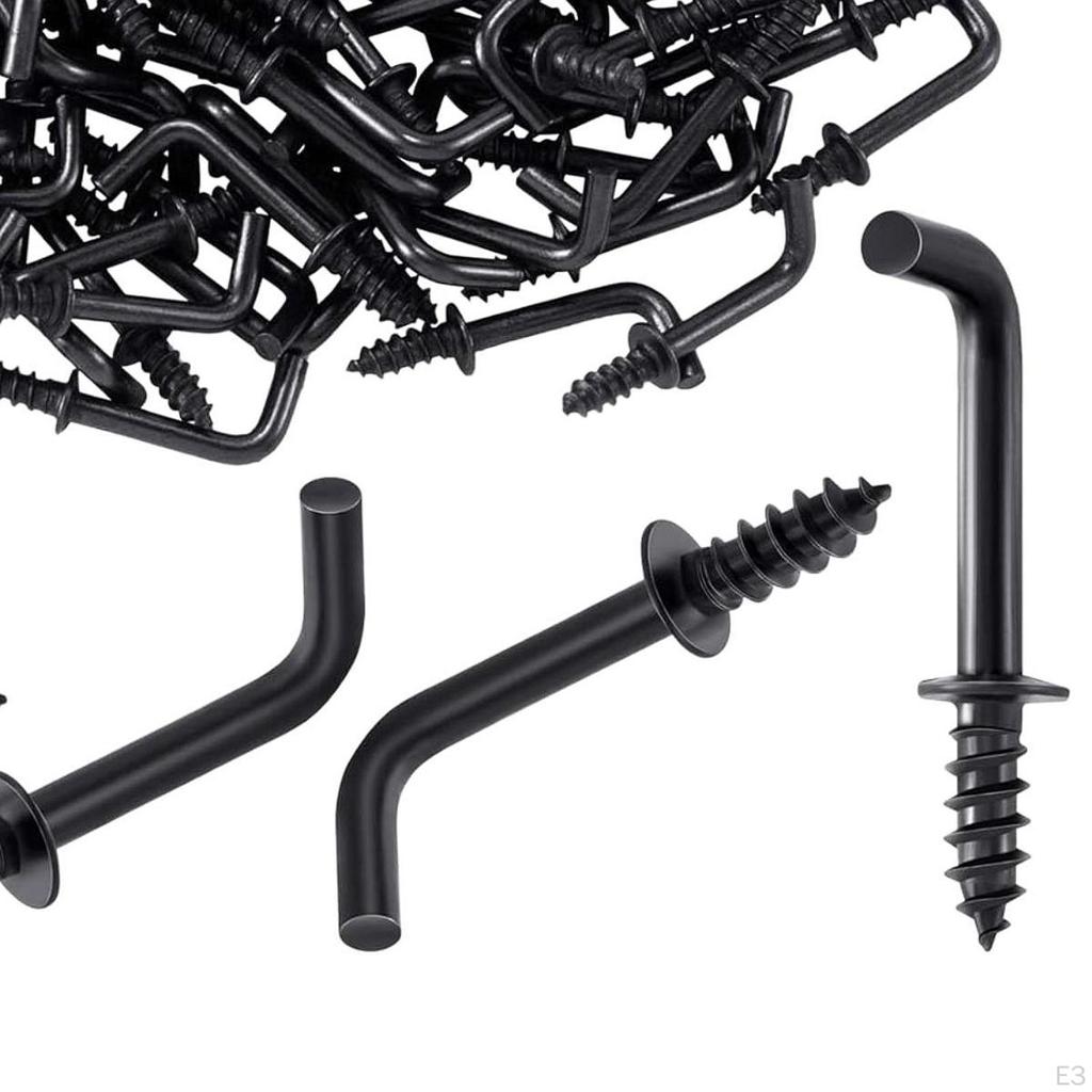100 Count Black Carbon Steel L Hooks for Organizing
