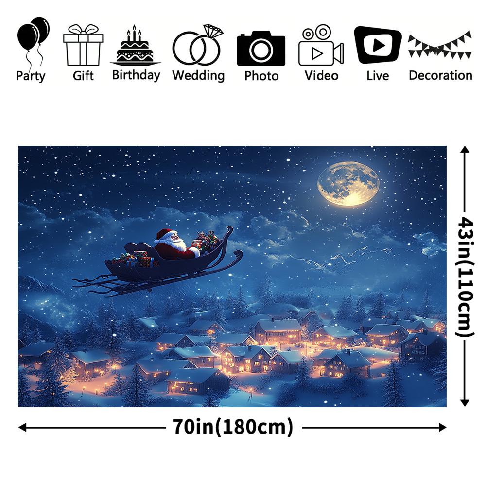 1Pcs Merry Christmas Santa Sleigh Scene Decoration Background Winter Backdrop For Photo Studio Photo Booth Party
