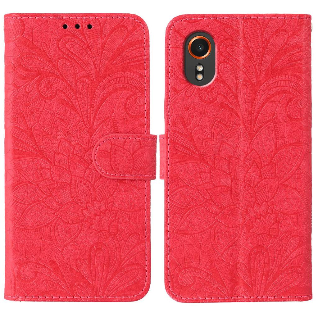 For Samsung Galaxy Xcover7 Case Lace Flowers PU Leather Flip Wallet Phone Cover
