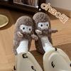 Cotton slippers winter 2025 new cute wool slippers non-slip thick bottom indoor velvet warm wool cotton mop