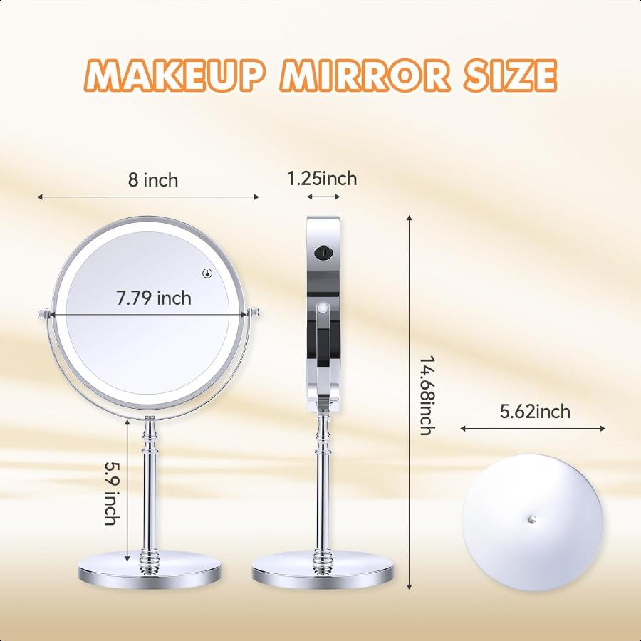 Lighted Makeup Mirror 20X Magnifying Mirror with Light Double Sided Makeup Mirror with 20X 1X Magnification 360Rotation 3 Color