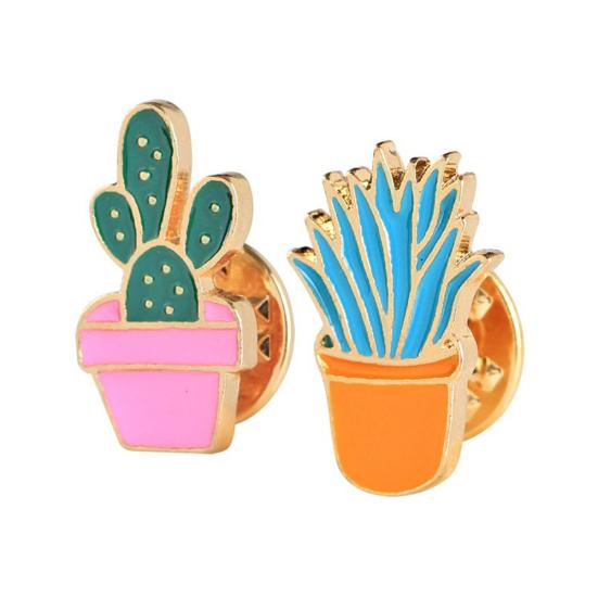 Cactus Planta în ghiveci Email Femei Cămașă Costum Broșă Guler Pin Emblema