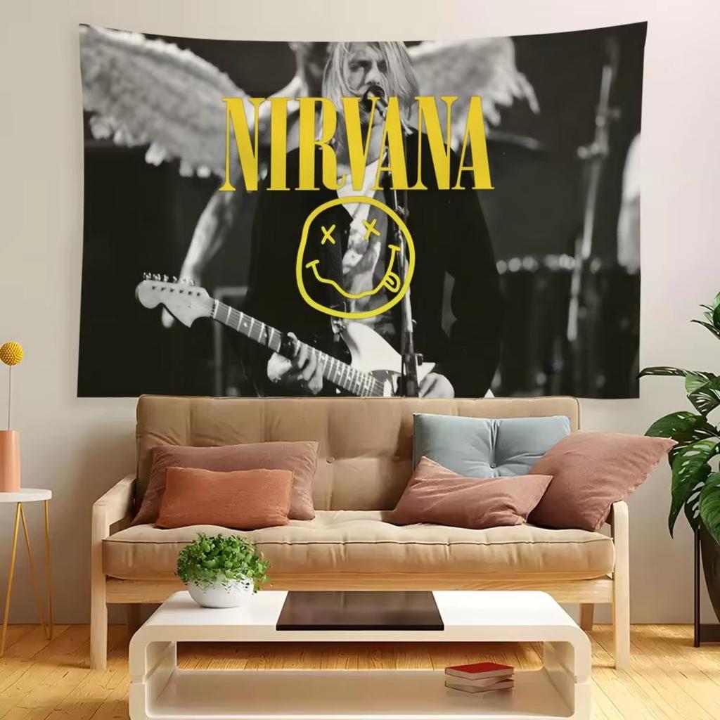 Alternative Rock Nnnirvana BAND Tapestry House Bedroom Living Bar Garden Microfiber Decoration Background