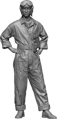 H3 Model 1/24 WWII American Tank Crewman Standing with Hands On Hips 3D Printer Kit HS24106 (Human)