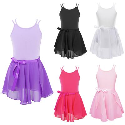 Ballet Dance Gymnastics Leotard with Chiffon Wrap Skirt Outfit Set Kids Girls Stylish Dancewear