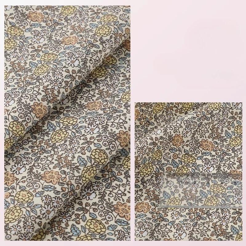 Wide 145cm Pastoral Flower Summer Poplin Cotton Fabric for DIY Children's Clothing Cloth Making Bedding Quilt Decoration Home